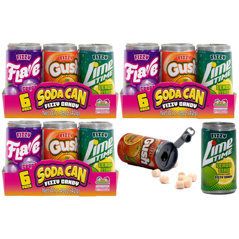 Kidsmania 18 Mini Soda Can Fizzy Candy, 1.48 oz, Goody Bag Filler -