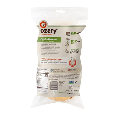 Ozery 6 4-Pack Bakery Apple Cinnamon Morning Rounds, Allergen Free, Vegan, Made with Real Fruit, Breakfast Buns, Pita