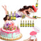 Happy 21st Birthday Cake Topper Decorations with Mini Liquor Wine Bottle Candles, Jointed Doll & Toilet