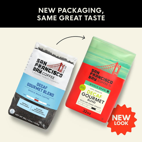(2 lb San Francisco Bay Coffee - Decaf Medium-Dark Roast Whole Bean Coffee - Decaf Gourmet Blend bag) - Swiss Water