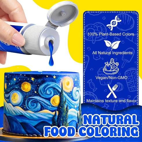 10 Set, 3.5oz/100ml Natural Food Coloring - Plant-Based Liquid Food Coloring Artificial Dye Free, All Nature Food Dye