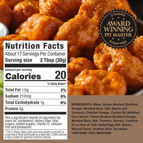 G Hughes Sugar Free Honey Mustard Dipping Sauce, 18 Oz (2-Pack) - Gluten Free, Keto Honey Mustard