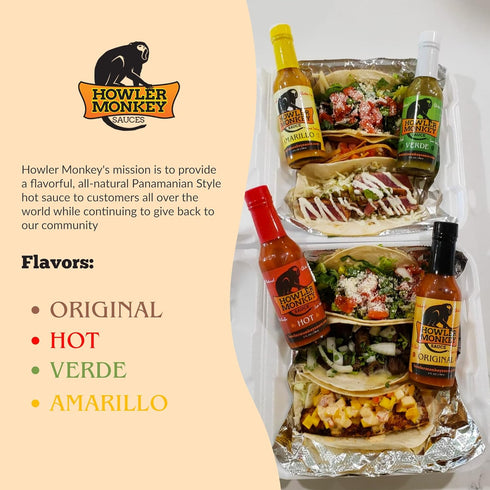 5 oz (2-Pack) Howler Monkey - Sauce Original - Panamanian-Style Hot Sauce with Aji Chombo Peppers - Gluten-Free, No