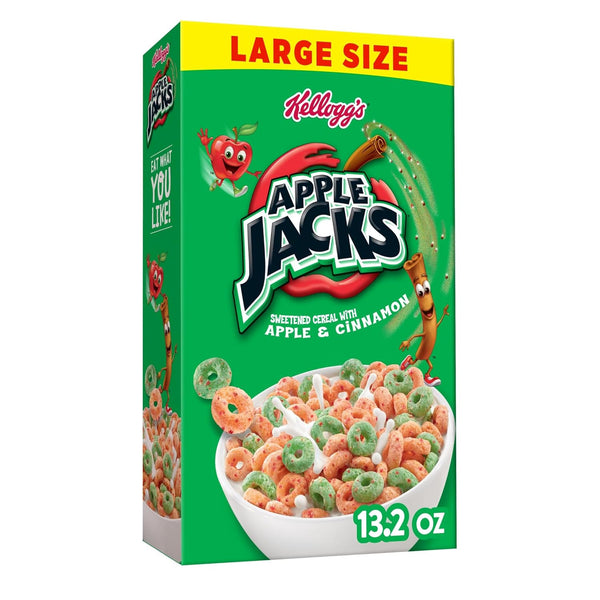 Apple Jacks Cold Breakfast Cereal, 8 Vitamins and Minerals, Kids Snacks, Large Size, Original,