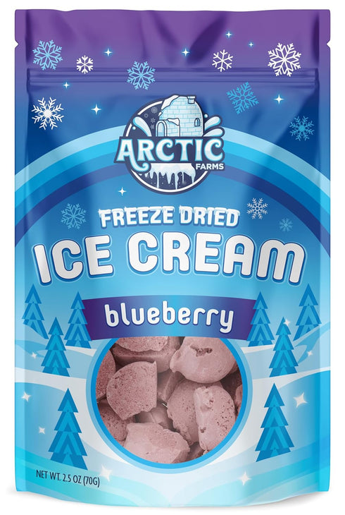 2.5oz) Arctic Farms Freeze Dried Ice Cream Bits Bagged and Boxed - Does Not Melt (Blueberry
