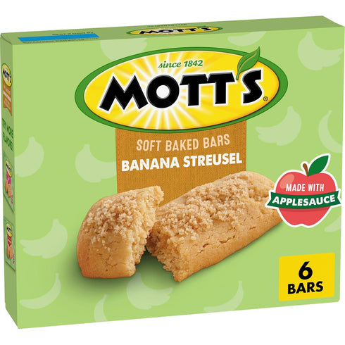 Mott's Soft Baked Bars, Banana Streusel, Made with Applesauce, 6 Ct, 5.76