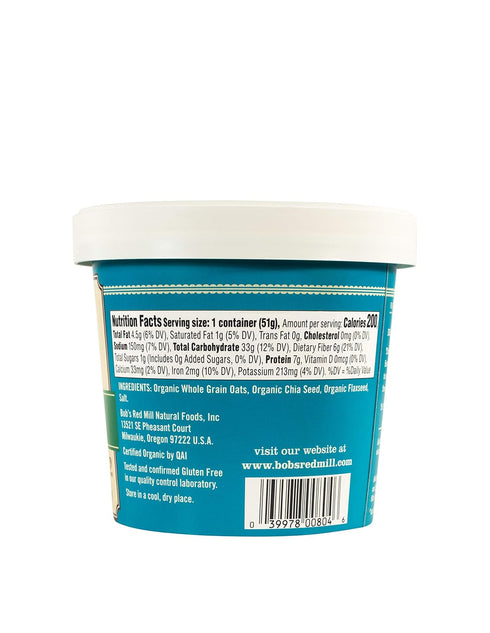 1 (Pack 12)- Bob's Red Mill Organic Oat Cup, Classic, cup of Non GMO, Whole Grain, Kosher
