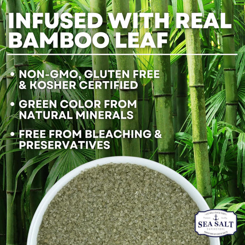 14 oz (Pack 2) Hawaiian Bamboo Jade Sea Salt Green Fine Sea Salt Infused with Real Bamboo Leaf Extract For Finishing