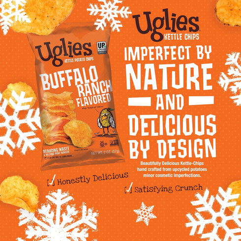 2 Oz. Pack 24 UGLIES Buffalo Ranch Kettle-Cooked Potato Chips, Gluten-Free Snacks, Kosher-Friendly, Non-GMO Snacks