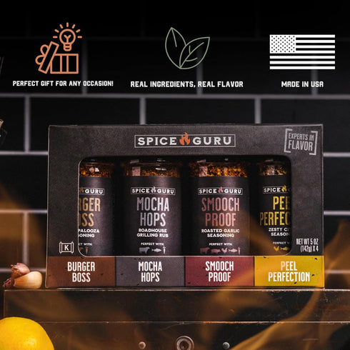 Set 4 Set Spice Guru Grill Seasoning Gift - Flavor BBQ Seasonings and Rubs - Christmas Gifts for Men Who Cook - BBQ Rub