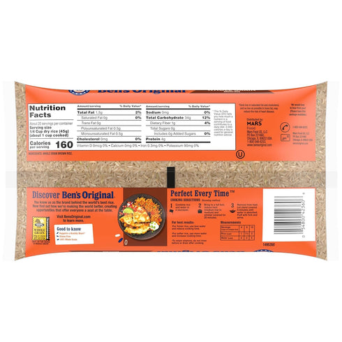 2 lb (Pack 3) BEN'S ORIGINAL Whole Grain Brown Rice, Bag