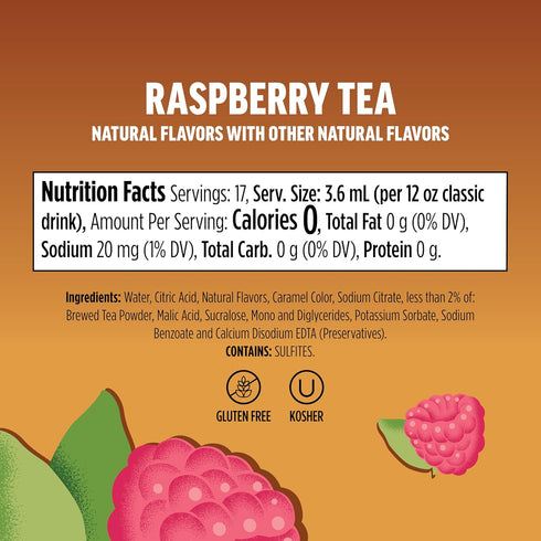 17, 12oz 3 Pack, Ninja Thirsti Flavored Water Drops, ICED TEA Raspberry, Bold Iced Tea Flavor, Sparkling or Still, Zero