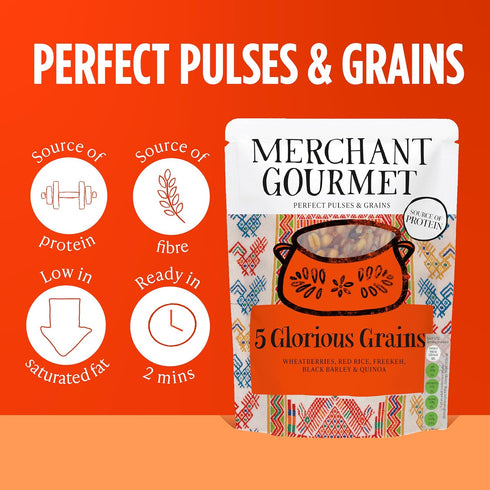 Merchant Gourmet Pack 6 250g Simply Cooked Glorious Grains with Red Rice & Quinoa - Microwave Rice Mix - Source
