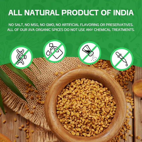 Jiva Organics Organic Fenugreek Powder, 7oz Bag - Gluten Free, Non-GMO, Pure Methi Powder from India