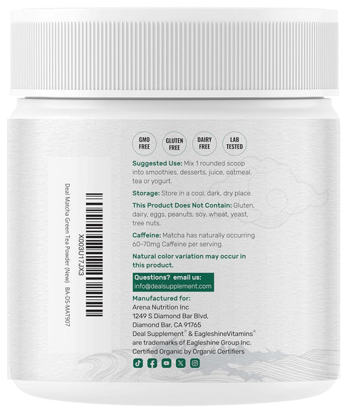 DEAL SUPPLEMENT 2 lb (907g) Organic Matcha Green Tea Powder, | First Harvest, Culinary Grade | Japanese Sourced Cafe