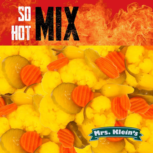 1 1945 SO HOT MIX - Spicy Pickled Cauliflower Florets, Carrots, Pickles & Yellow Hot Chilis | Vegan Snacks | Bulk
