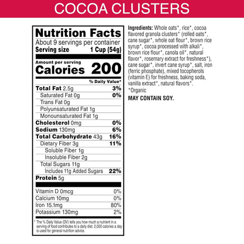 17.2oz (1 (Pack 2) Kashi Breakfast Cereal, Organic, Whole Grain, Cocoa Clusters, Box Box)