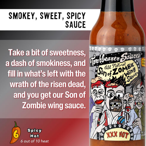 Set, 1.7oz 3 Pack Torchbearer Sauces Best-Sellers Mini Hot Sauce Gift - Zombie Apocalypse, Garlic Reaper, Son of Zombie