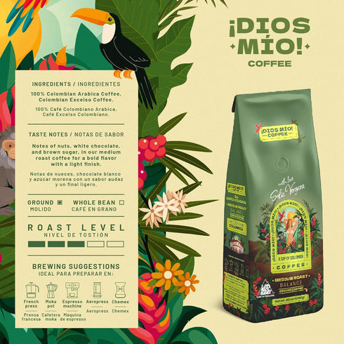 42 Dios Mio Coffee by Sofia Vergara, Medium Roast, Ground Premium Colombian Coffee, Ounce Bag