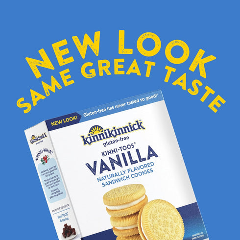 8 oz (Pack 6), Kinnikinnick Gluten Free KinniTOOS Vanilla Sandwich Cream Cookies, Box of Allergy Friendly, Vegan