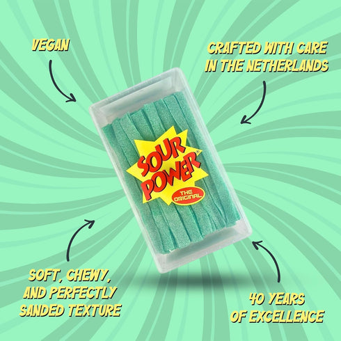 2.5 lb 1985, Sour Power Green Apple Candy Belts, Bulk Tub Resealable, Vegan Sour Candy Since Soft Chewy Sweet Tart