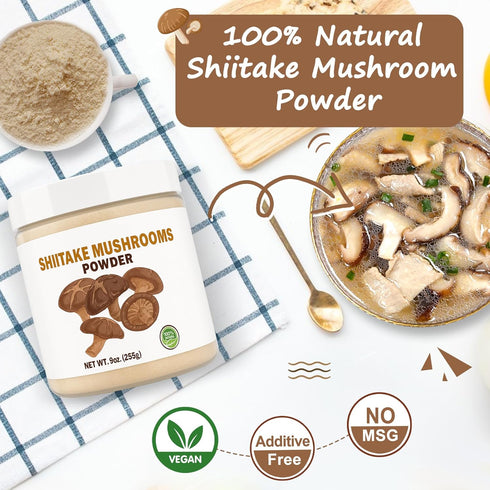 9oz Shiitake Mushroom Powder, Umami Seasoning - Made of natural dried shiitake mushrooms for Risotto, Soups, Meat rubs