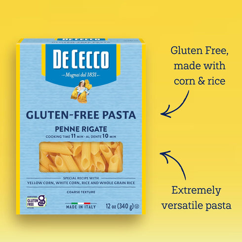 12 (Pack 6) De Cecco Penne Rigate Gluten Free, Ounces