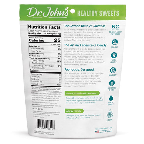 14 Count, 3.7 OZ Dr. Johns Sugar Free Candy, Healthy Lollipops with Zero Sugar, Low Calorie Snacks, Keto Friendly Hard