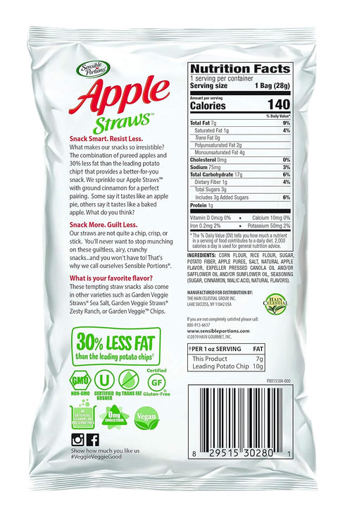 1 Oz (Pack 24) Sensible Portions Garden Veggie Snacks - Veggie Straws, Snack Size, Apple Cinnamon