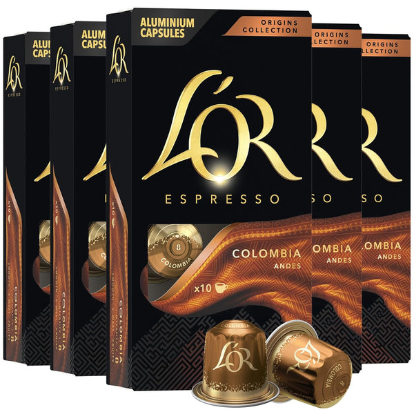 L'OR Espresso Capsules, 50 Count Colombia, Single-Serve Aluminum Coffee Capsules Compatible with the