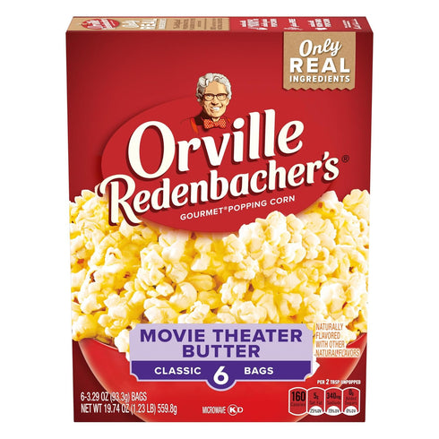 Orville Redenbachers Microwave Popcorn, Movie Theater Butter Flavor, 3g Fiber Per Serving,
