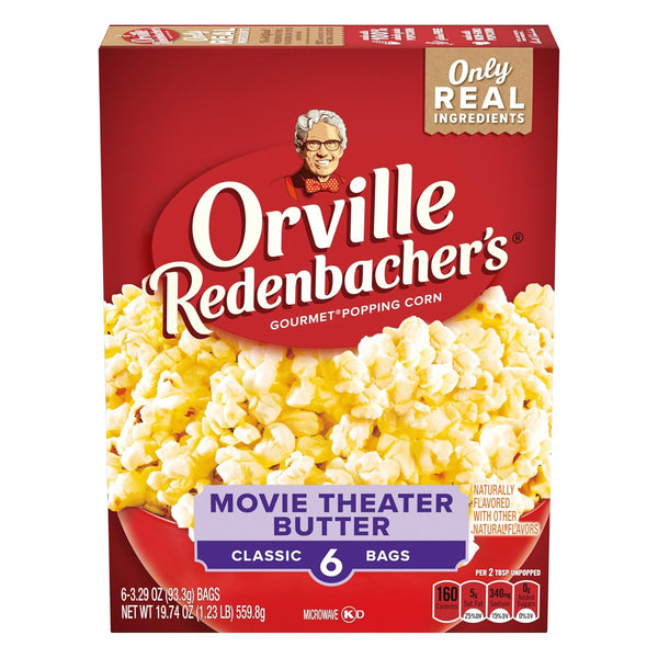 Orville Redenbachers Microwave Popcorn, Movie Theater Butter Flavor, 3g Fiber Per Serving,