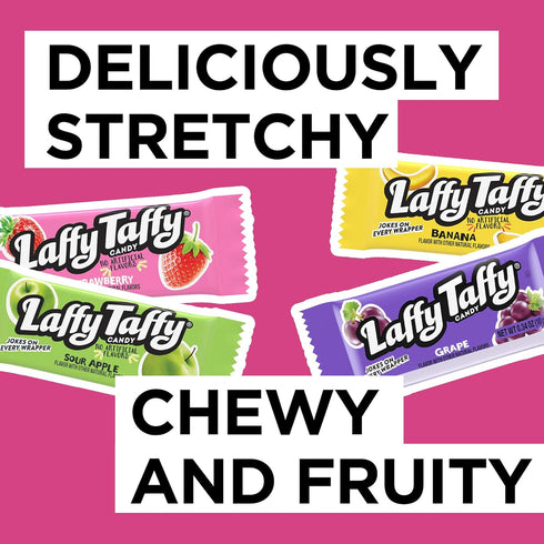 6 Laffy Taffy Candy, Assorted Fruit Flavors, Individually Wrapped Mini Bars, Ounce Bag