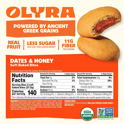 4Ct Olyra, Organic Biscuits Breakfast Dates And Honey Filled