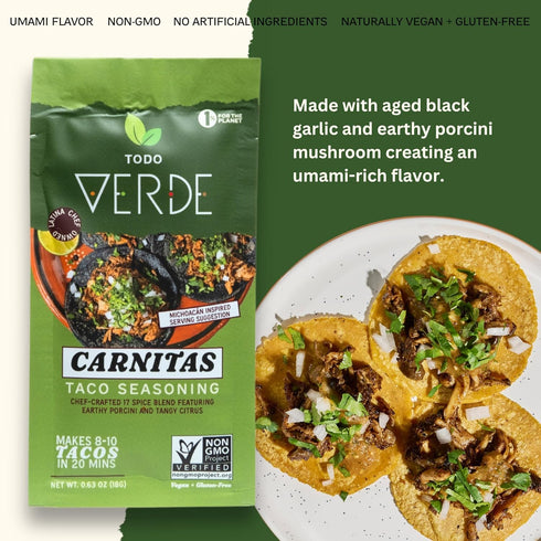 Packets (3 Pack) Carnitas Taco Seasoning - Todo Verde | Chef Curated Blends with Porcini Mushroom & Black Garlic |