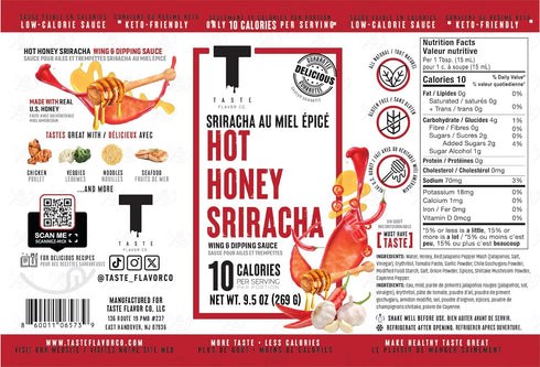 Taste Flavor Co. Hot Honey Sriracha Wing Sauce & Marinade - Keto-Friendly