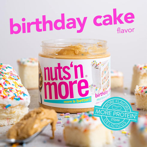 (15oz Nuts N More Birthday Cake Peanut Butter Spread - High Protein, Low Carb, Low Sugar, Gluten Free, Non-GMO