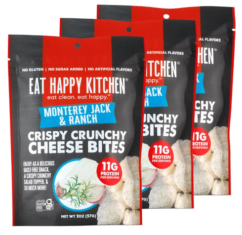 Eat Happy Kitchen Crispy Cheese Bites, Monterey Jack & Ranch, 2 oz (Pack of 3)