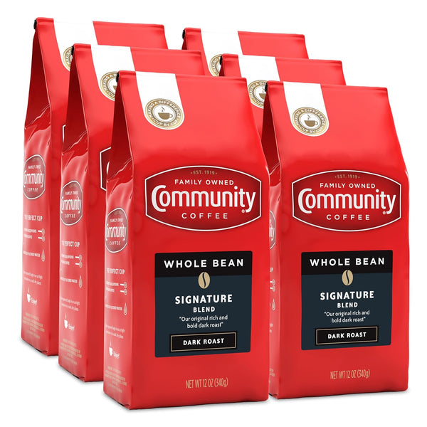 Community Coffee Signature Blend Whole Bean Coffee, Dark Roast, 12 oz Bag