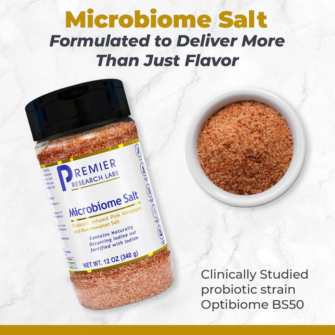 12 oz (Pack 1) Premier Research Labs Microbiome Salt - Pink Himalayan Mineral Sea Salt with Alaea Hawaiian Red, Fine