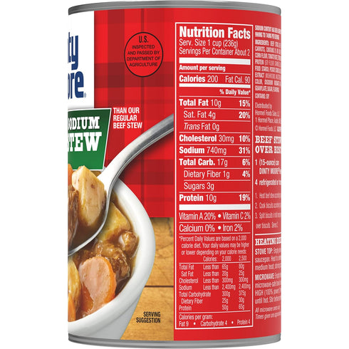 Dinty Moore 25% 15 oz. (12-pack) Beef Stew, Less Sodium, can
