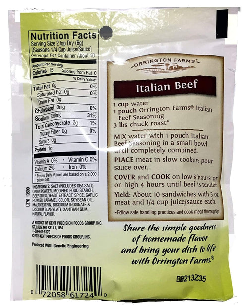 2.1 oz Orrington Farms Mix Beef Italian Slow Cooker