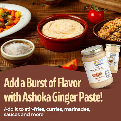 300 (Pack 1) Ashoka Ginger Garlic Paste | Fresh Cooking Paste | Vegan | Gluten-Free | Kosher Certified | Non-GMO | No