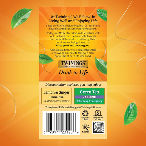 20 Count (Pack 6), 120 Twinings Camomile, Honey & Vanilla Herbal Tea Individually Wrapped Bags, of Naturally