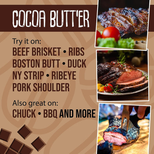 5 oz Organic Chocolate Coffee Brisket Rub & Butt Rub Seasoning, Cocoa Butt'Er by Flavor Seed, Gourmet Spice Mix