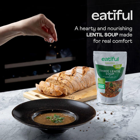 14.1 (Pack 5) EATIFUL Lentil Soup, Made With Organic Vegetables, Lentil Soup With Green, Red And Brown Lentils, No