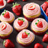 45PCS Edible Strawberry Cupcake Toppers Wafer Paper Starwberry Cake Decoration Sweet Berry Strawberry Happy Birthday