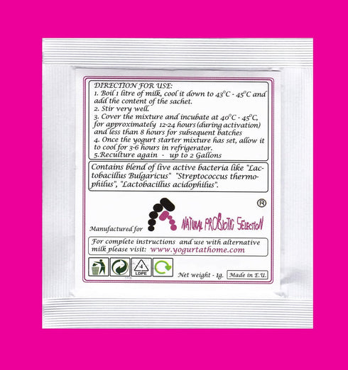 Pack 3 Yogurt Starter Cultures - of Freeze-dried Culture Sachets for Acidophilus Yogurt