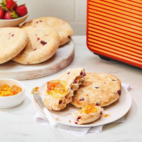 Ozery 6 6-Pack Bakery Cranberry Orange Morning Rounds, Allergen Free, Vegan, Made with Real Fruit, Breakfast Buns, Pita