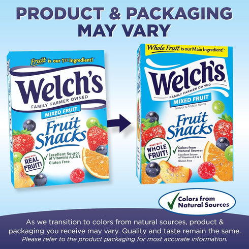 Pack, 0.8 oz (Pack 40) Welch's Fruit Snacks, Mixed Fruit, Bulk Individual Single Serve Bags